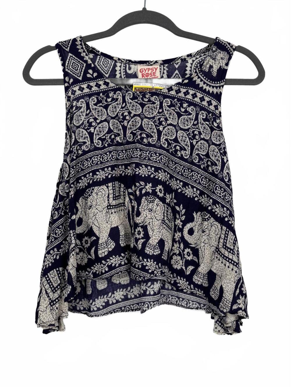 Gypsy Rose Asymmetrical Indian hippie crop top Size S it comes with free sticker